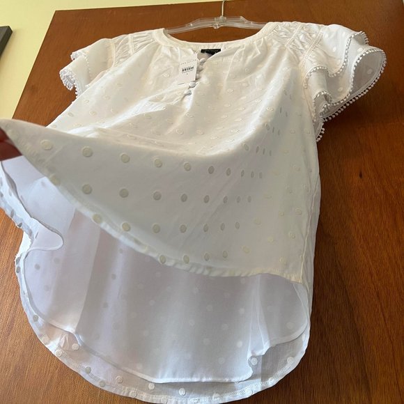 Ann Taylor Swiss Dot Flutter Sleeve Top size S - Picture 5 of 6